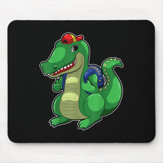 Back To School Cute Crocodile Funny Croc Backpack Mousepad (Vorne)