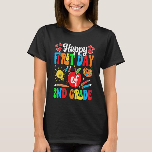 Back To School Cute Happy First Day Of 2nd Grade T-Shirt (Vorderseite)