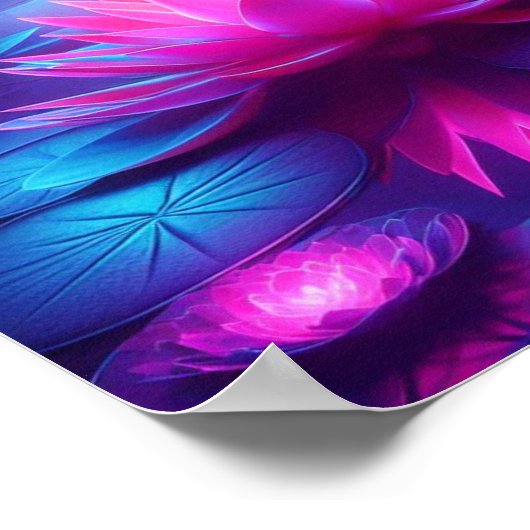 Back to School Dreamlike Neon Lotus Glow Poster (Ecke)
