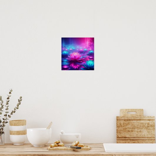 Back to School Dreamlike Neon Lotus Glow Poster (Küche)