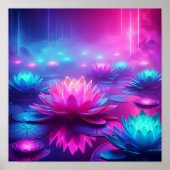 Back to School Dreamlike Neon Lotus Glow Poster (Vorne)