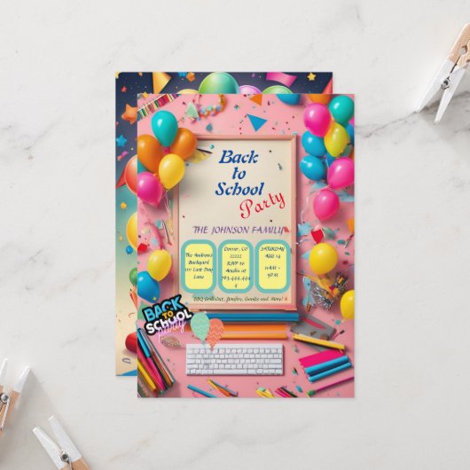 back to school einladung (Vorderseite/Rückseite Beispiel)