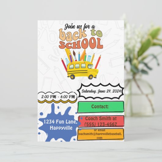 back to school einladung (Stehend Vorderseite)