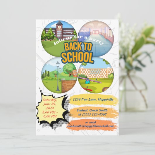 back to school einladung (Stehend Vorderseite)