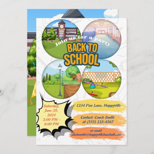 back to school einladung (Vorne/Hinten)