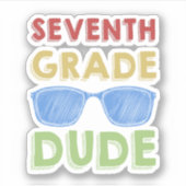 Back To School First Day Of 7Th Grade Dude Aufkleber (Vorderseite)