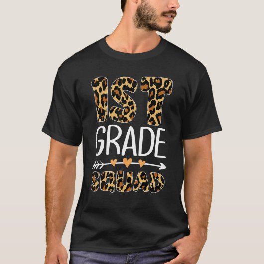 Back To School First Grade 1st Grade Squad Leopard T-Shirt (Vorderseite)