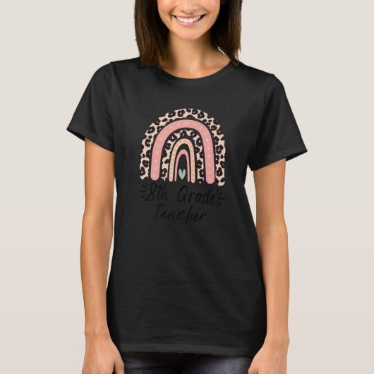 Back To School For 8th Grade Teacher Pink Leopard T-Shirt (Vorderseite)