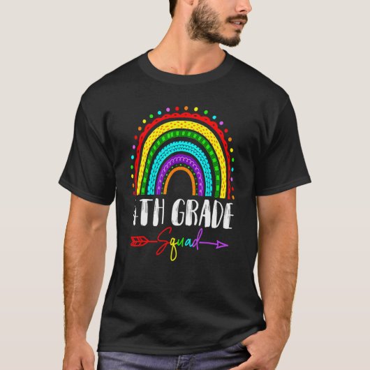 Back To School Fourth 4th Grade Squad Cute Rainbow T-Shirt (Vorderseite)
