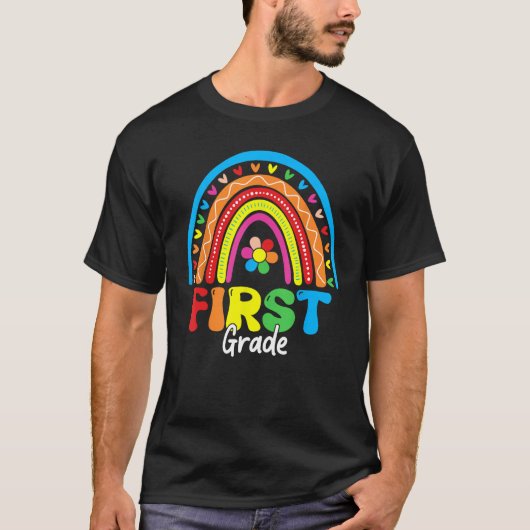 Back To School Funny Happy First Day Of First Grad T-Shirt (Vorderseite)