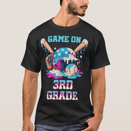 Back To School Game On Third Grade Baseball First T-Shirt (Vorderseite)