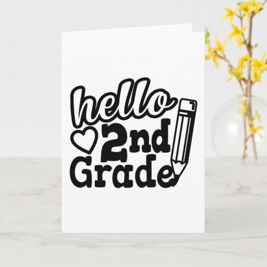 Back To School Gift - Hello Second (2nd) Grade Kid Karte (Gelbe Blume)