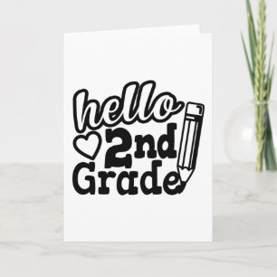 Back To School Gift - Hello Second (2nd) Grade Kid Karte