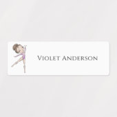 Back to School Girls Gymnastics Kids Name Etiketten (Design 1)