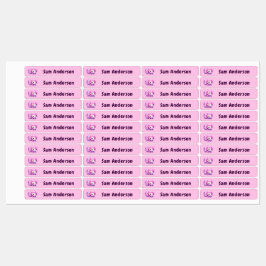 Back to School Girls Pink Axolotl Kids Name Etiketten