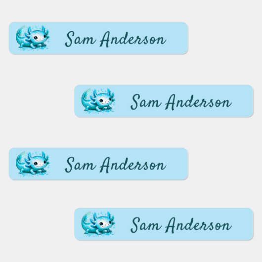 Back to School Girls Pink Axolotl Kids Name Etiketten (Gruppe)