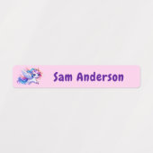 Back to School Girls Pink Unicorn Kids Name Etiketten (Design 1)