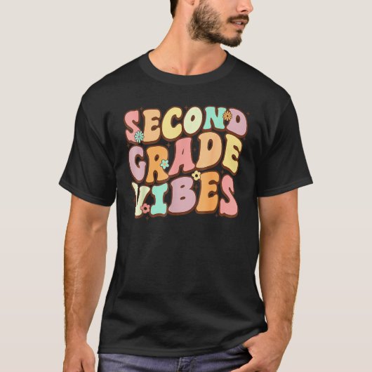 Back To School Groovy Second Grade Vibes 2nd Grade T-Shirt (Vorderseite)
