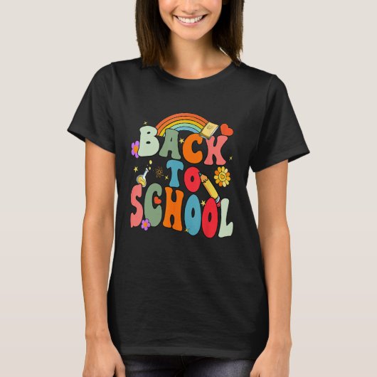 Back To School Happy First Day Of School Groovy Te T-Shirt (Vorderseite)