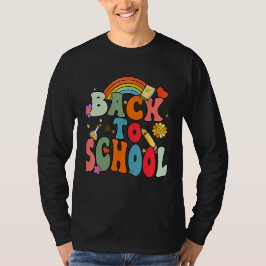 Back To School Happy First Day Of School Groovy Te T-Shirt (Vorderseite)