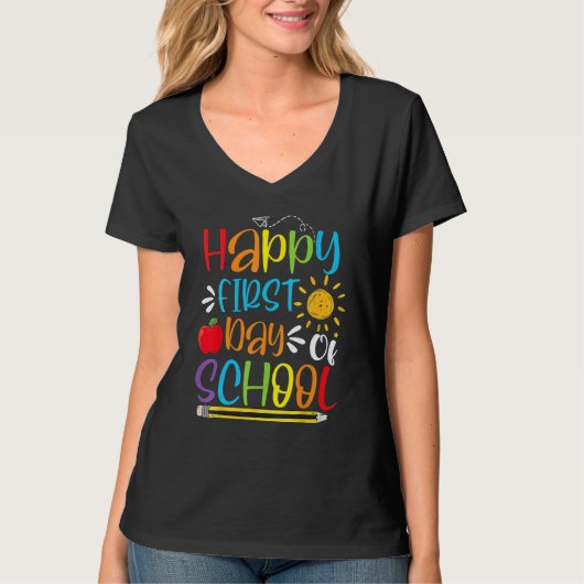 Back To School Happy First Day Of School Teacher S T-Shirt (Vorderseite)