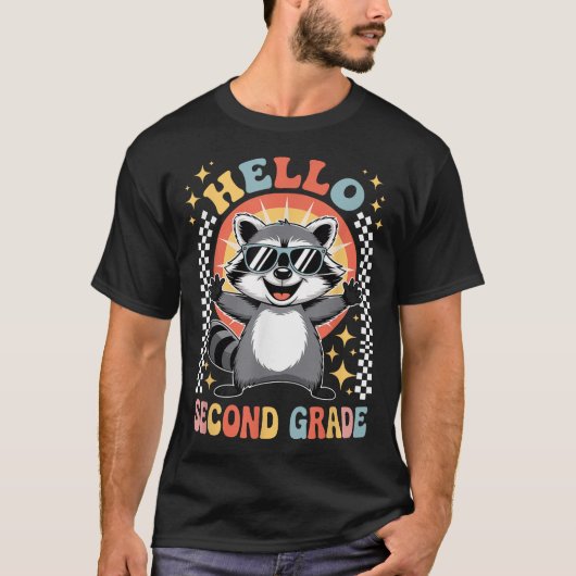 Back To School Hello 2Nd Grade Raccoon Second  T-Shirt (Vorderseite)