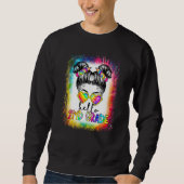Back To School Hello 2nd Second Grade Messy Bun Ti Sweatshirt (Vorderseite)