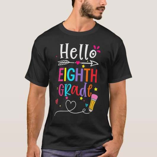Back To School Hello Eighth Grade First Day Boy Gi T-Shirt (Vorderseite)