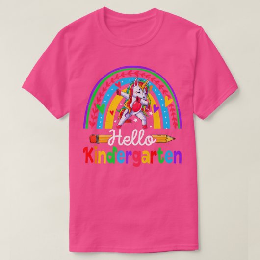 Back To School Hello Kindergarten Dabbing Unicorn T-Shirt (Design vorne)