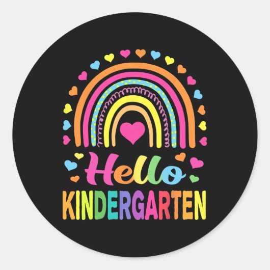 Back to School Hello Kindergarten Squad Teachers W Runder Aufkleber (Vorderseite)