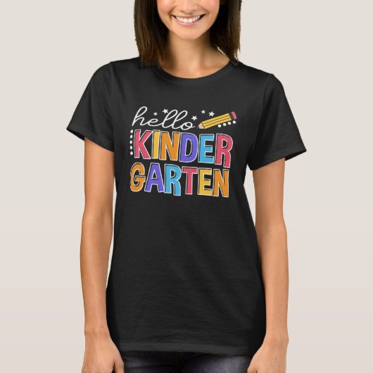 Back To School Hello Kindergarten Teacher Student  T-Shirt (Vorderseite)