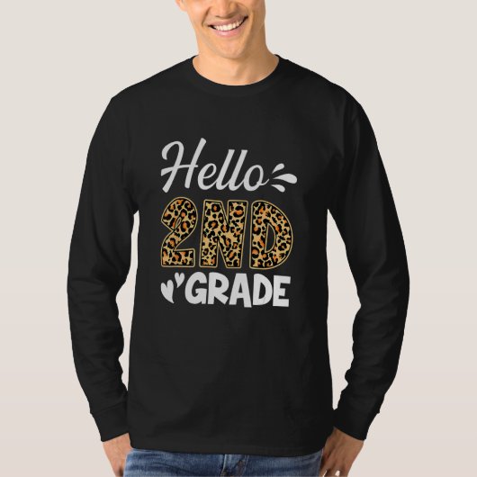 Back To School Hello Second Grade 2nd Grade Leopar T-Shirt (Vorderseite)
