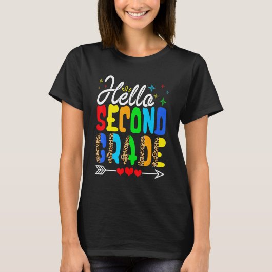Back To School Hello Second Grade Leopard First T-Shirt (Vorderseite)