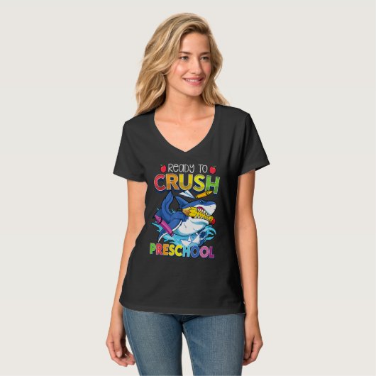 Back To School I m Ready To Crush Preschool Shark  T-Shirt (Vorderseite Vollansicht)
