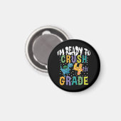 Back To School I'm Ready To Crush 4th Grad Dino Magnet (Vorderseite/Rückseite)