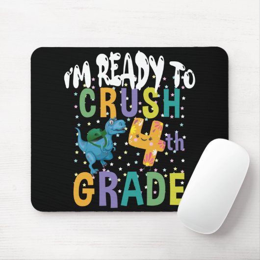 Back To School I'm Ready To Crush 4th Grad Dino Mousepad (Mit Mouse)