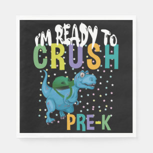 Back To School I'm Ready To Crush Pre-K Dinosaur Serviette