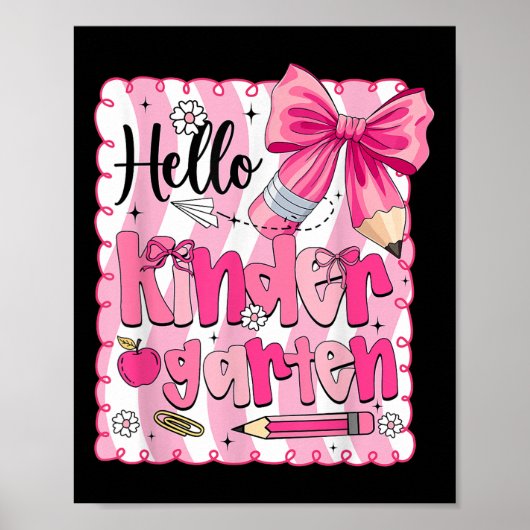 Back To School Kindergarten Coquette Pencil Bow Gi Poster (Vorne)