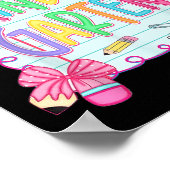 Back To School Kindergarten Coquette Pencil Bow Te Poster (Ecke)