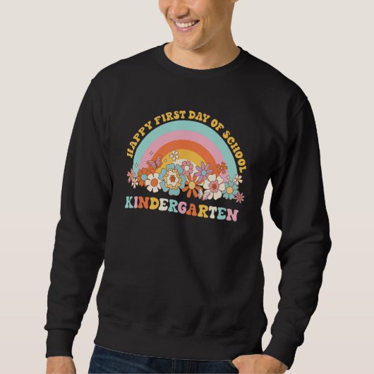 Back To School Kindergarten Retro Groovy Rainbow T Sweatshirt (Vorderseite)