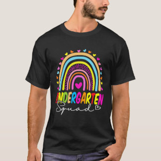 Back To School  Kindergarten Squad Rainbow Teacher T-Shirt