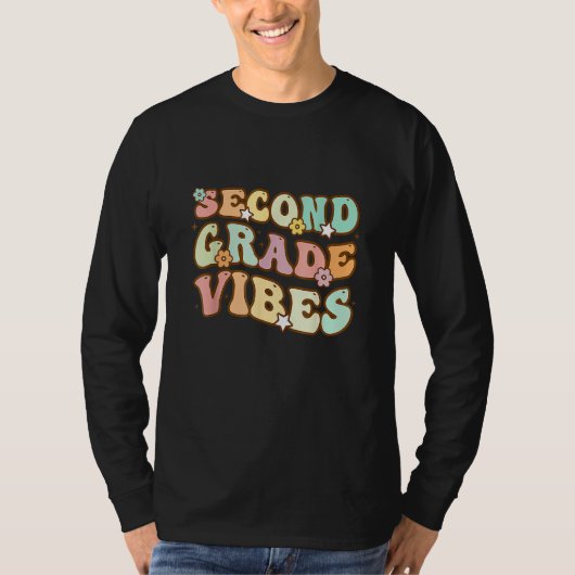 Back To School Kindergarten Vibes Groovy Teacher W T-Shirt (Vorderseite)