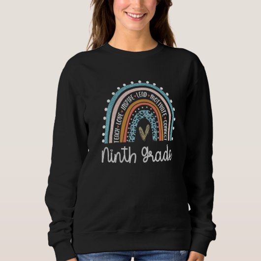 Back To School Ninth Grade Rainbow First Day Teach Sweatshirt (Vorderseite)