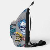 Back to school or hell Big skull floral Grey Crossbody Bag (Rechts)