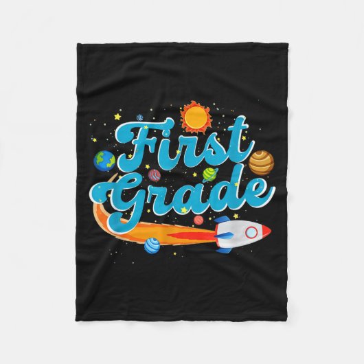 Back to school outer space teacher first grade fleecedecke (Vorderseite)