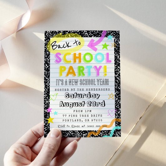 Back To School Party Invitation Einladung