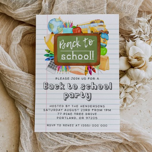 Back To School Party Invitation Einladung
