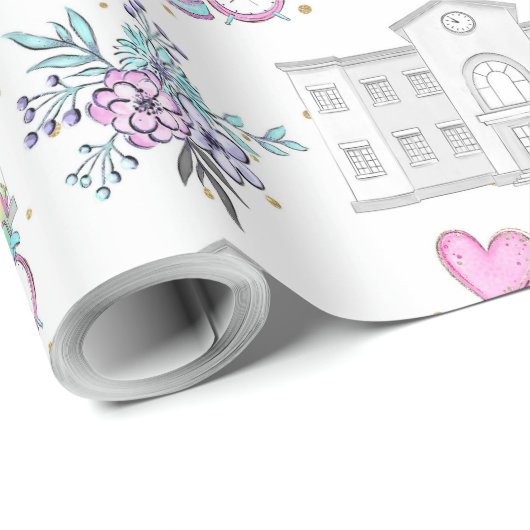 Back to School Pattern Geschenkpapier (Rolleneckpunkt)