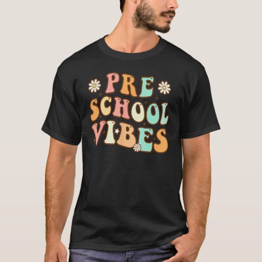 Back To School Preschool Vibes Retro Teacher Nurse T-Shirt (Vorderseite)