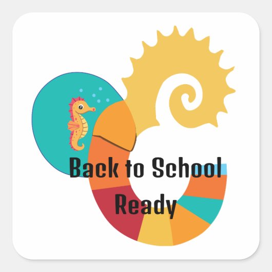 Back to School Quadratischer Aufkleber (Vorderseite)